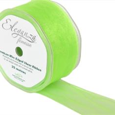 Chiffon 50mm Lime Green Wired Ribbon 20m