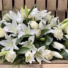 White Lily &amp; Rose Casket Spray