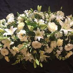 Creams and White Florist choice mixed Coffin Spray