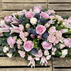 Pink Star Gazer Lily and Pink Rose spray
