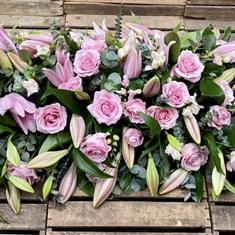 Pink Lily and Pink Rose Casket spray