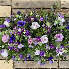 Lilac and Purple Casket spray
