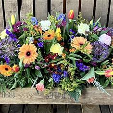 Florist choice multi colour casket spray
