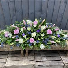 Casket Spray Pink White &amp; Purple