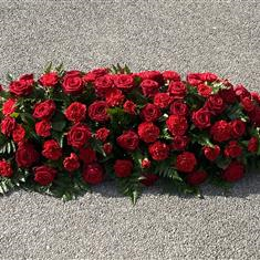 Casket Spray Red Carnations &amp; Roses