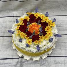 Birthday Cake Red Yellow Blue &amp; White