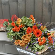 Traditional Bouquet Orange and Purple 