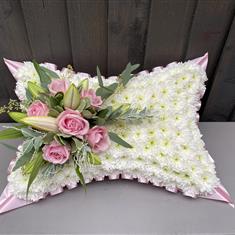 Pink and white Pillow