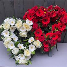 Double Open Heart Red &amp; White