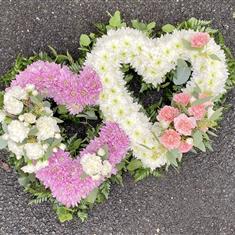 Pink and white double open heart
