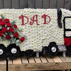 Lorry floral tribute