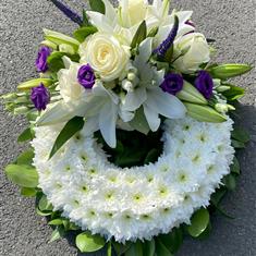 Classic Wreath white with a spec of Purple 