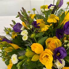 Yellow and Purple Linear Posy