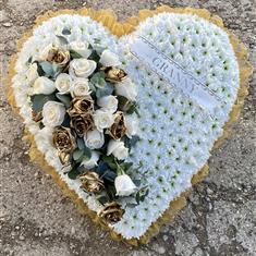 Gold and white  extra large heart