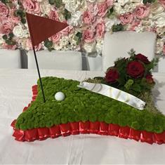 Golf pitch on a pillow