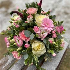 Pink and white linear posy sophie