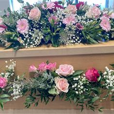 Dressed casket pink and white