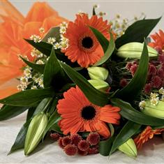 Orange and while lily sheaf