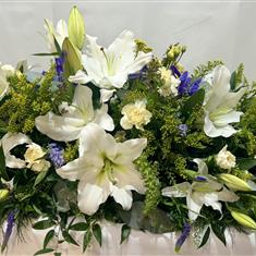 Lemon and purple casket spray