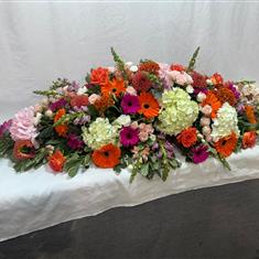 Orange Pink and Cream Coffin Spray 