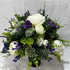 White and Purple Grave Pot 