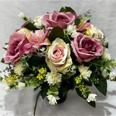 Pink and White Grave Pot 