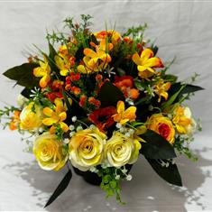 Yellow and Cream Grave Pot 