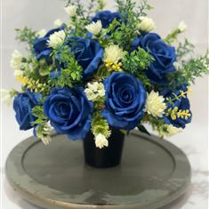 Blue and Cream Grave Pot 