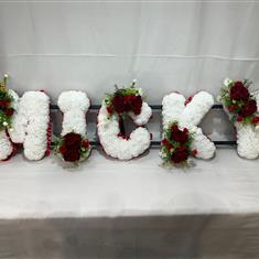 Red and White Silk Lettering 1 