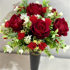 Red and White Spike Grave Pot 