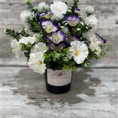 Purple and white Grave pot insert 