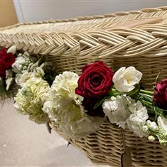 Casket Garland Red, White &amp; Greenery