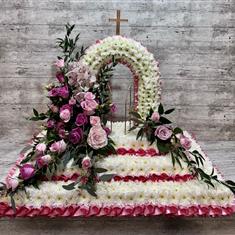Gates of heaven Pink and white stairway