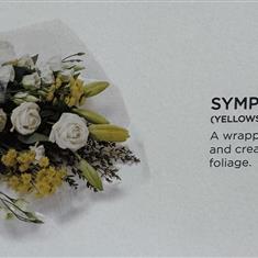Sympathy bouquet yellow and cream