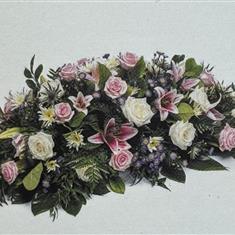 Rose, lily and thistle coffin spray