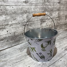 Vintage-Style Herb Bucket with Wooden Handle 